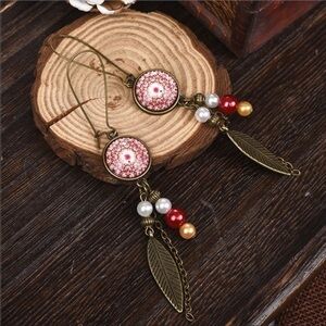 Bohemian mandala bead & charm dangle earrings